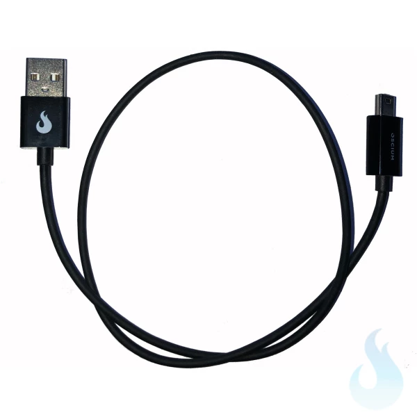Oscium mini-B to USB A cable, top down view.