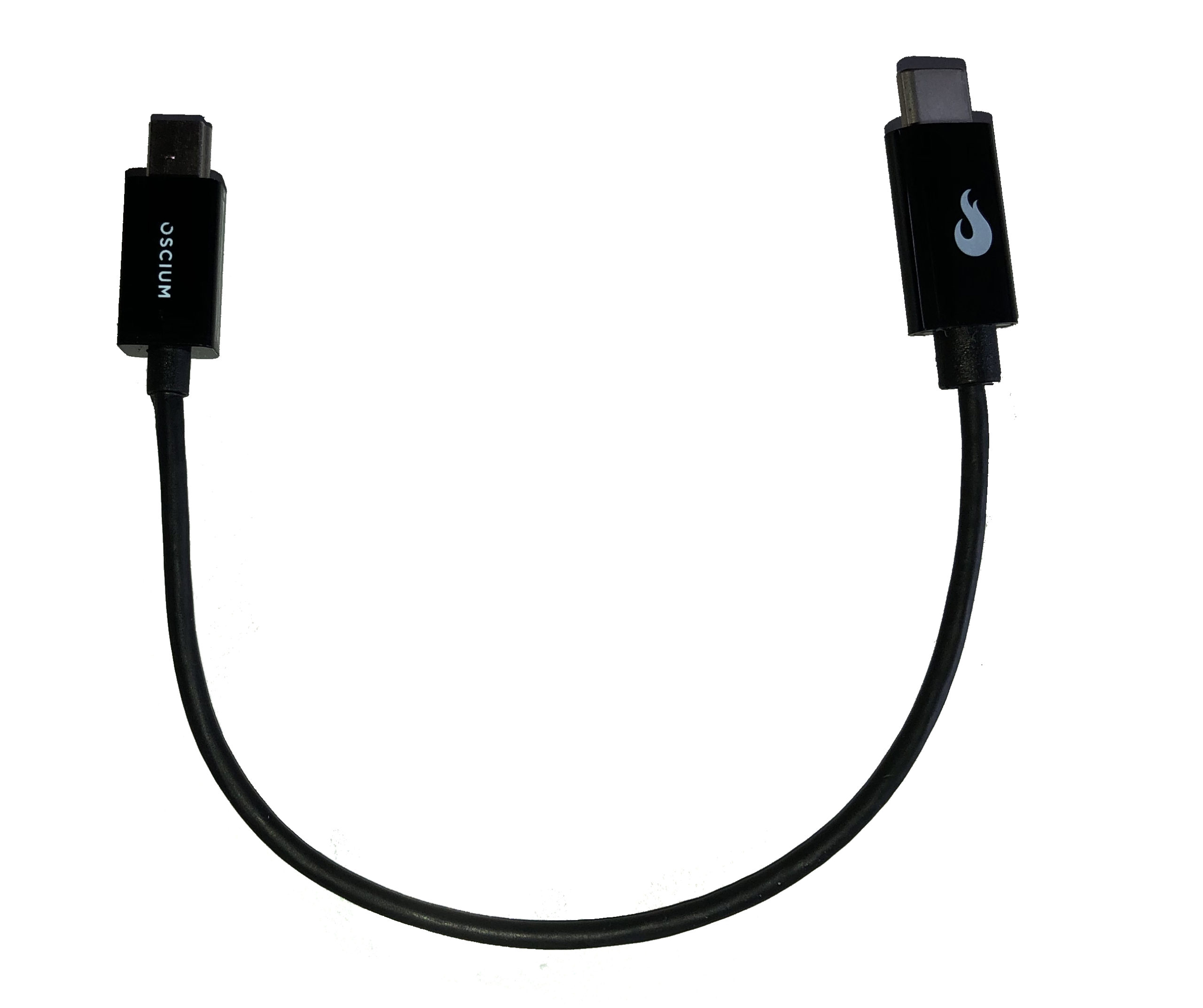 Oscium mini-B to USB-C cable top down view.